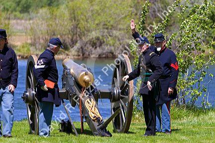 A cannon being fired during a civil war reenactment near Boise, Idaho.