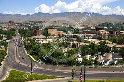 A view of Capitol Boulevard and downtown Boise, Idaho.