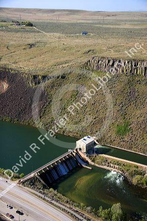 Aerial view of the Boise River Diversion Dam, diverts water to the New York Canal for irrigation use in Boise, Idaho.