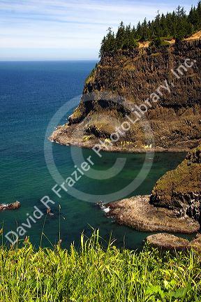 A view of cliffs at Cape Meares on the Oregon Coast.