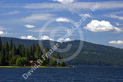 Homes along Lake Coeur d' Alene at Coeur d' Alene, Idaho.