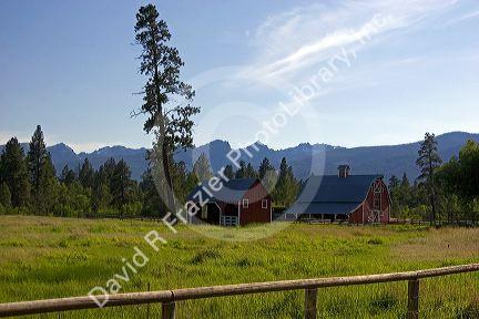 Red barn near Hamilton, Montana.