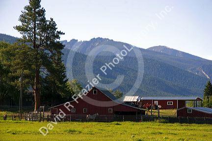 Red barn near Hamilton, Montana.