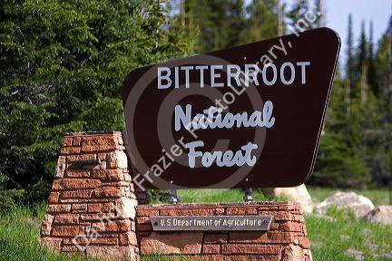 Bitterroot National Forest sign in Idaho.