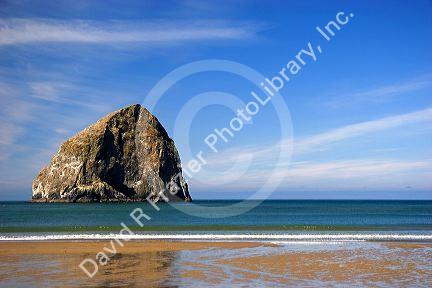 Rock at Pacific City on the Oregon Coast.