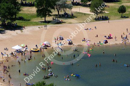 Beach scene at Sandy Point recreation area near Boise, Idaho.