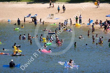 Beach scene at Sandy Point recreation area near Boise, Idaho.