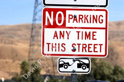 A road sign reads no parking in Boise, Idaho.
