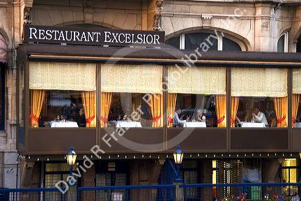 Exterior view of the Restaurant Excelsior at the Hotel de L'Europe in Amsterdam, Netherlands.