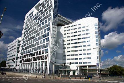 The International Criminal Court building at The Hague in the province of South Holland, Netherlands.