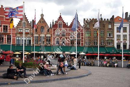The Big Market Square at Bruges in the province of West Flanders, Belgium.
