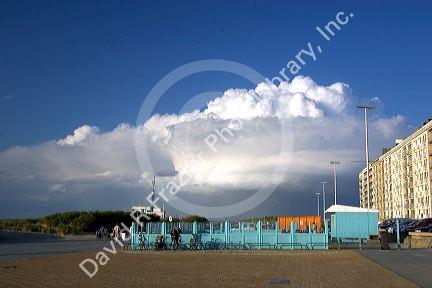 A thunderstorm cloud approaching Nieuwpoort in the province of West Flanders, Belgium.