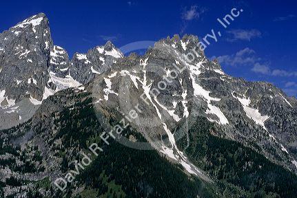 Aerial view of the Teton Mountain Range along the Idaho Wyoming borders.