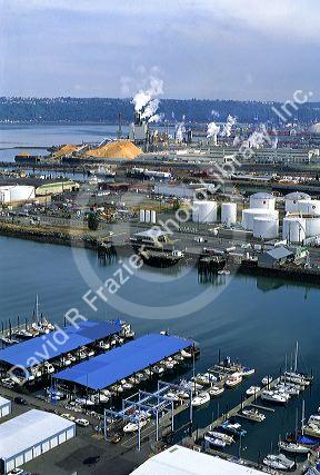 View of a paper mill at the Port of Tacoma, Washington.