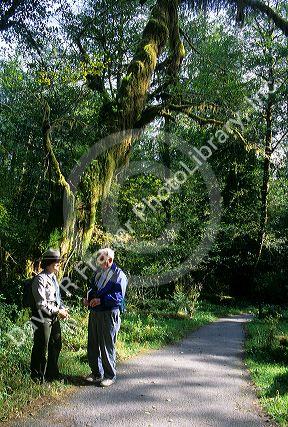 Female park ranger talking to a visitor at Olympic National Park, Washington.