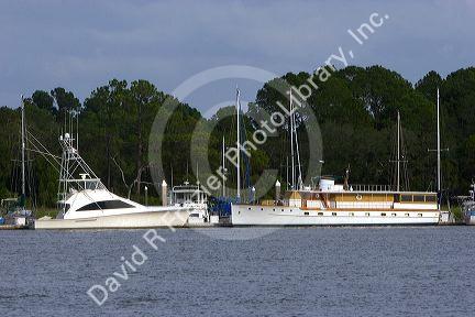 Yachts moored at Jekyll Island, Georgia.