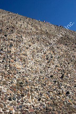 A rock wall of the Pyramid of the Sun at Teotihuacan in the State of Mexico, Mexico.
