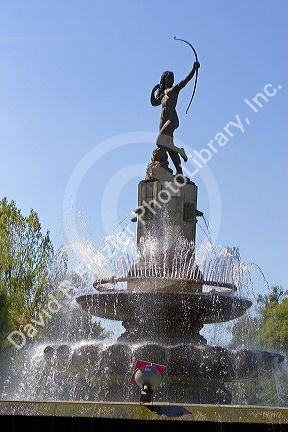 The fountain of Diana Cazadora located on the Paseo de la Reforma in Mexico City, Mexico.