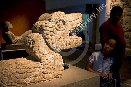 Serpant artifact on display at the National Museum of Anthropology in Mexico City, Mexico.