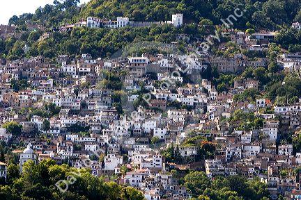 Crowded housing on a hillside at Taxco in the State of Guerrero, Mexico.