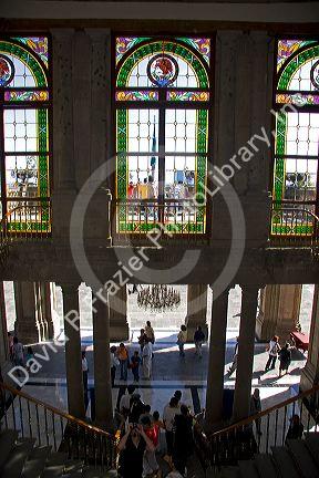 Stained glass windows in the Chapultepec Castle in Mexico City, Mexico.