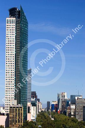 Torre Mayor and view of the Paseo de la Reforma in Mexico City, Mexico.