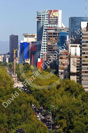 View of the Paseo de la Reforma in Mexico City, Mexico.