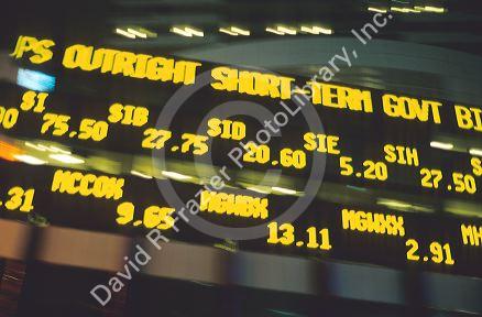 Electronic stock ticker tape.