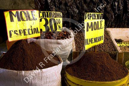 Mole in a powder form being sold at the Merced Market in Mexico City, Mexico.