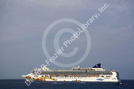 Norwegian Cruise Line, Pride of Hawaii cruise ship in the Pacific Ocean near the Big Island of Hawaii.