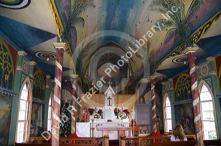 The painted interior of Saint Benedict Catholic Church located in Captin Cook on the Big Island of Hawaii.