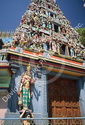 Figurines adorn Hindu temples in India.