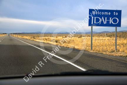 Welcome to Idaho road sign on the Idaho, Utah state border.