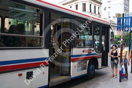 Colectivo bus line 71 in Buenos Aires, Argentina.