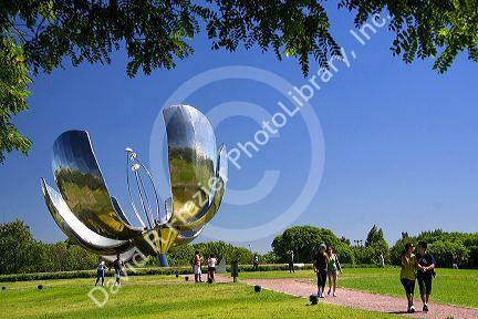 Stainless steel and aluminium Floralis Generica sculpture by Eduardo Catalano located in the United Nations Park in the Recoleta barrio of Buenos Aires, Argentina.