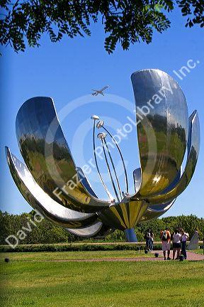 Stainless steel and aluminium Floralis Generica sculpture by Eduardo Catalano located in the United Nations Park in the Recoleta barrio of Buenos Aires, Argentina.