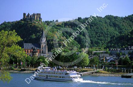 Boat on the Rhine at Sankt Goarshausen, Germany.
