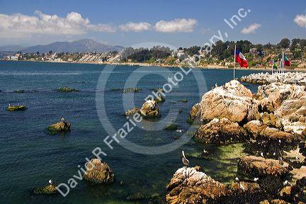 Coastal scene at Concon on the Pacific Ocean in Chile.