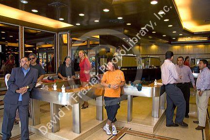 People socialize in a coffee bar in Santiago, Chile.