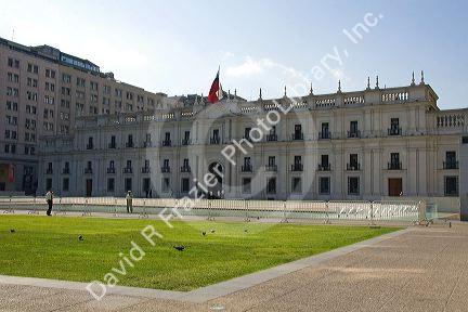 Plaza de la Ciudadania, with the southern facade of La Moneda Palace in Santiago, Chile.