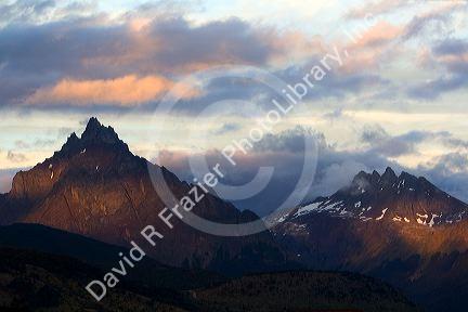 Martial mountain range peaks at sunset in Ushuaia, Tierra del Fuego, Argentina.