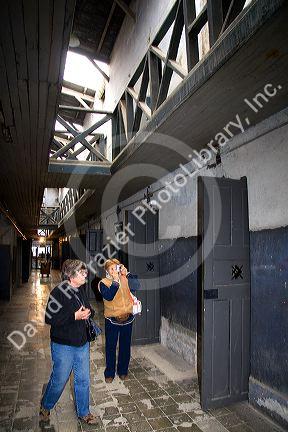 Tourists inside the Prison Museum at Ushuaia, Argentina.