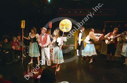 Tarantella dancers perform at a night club in Sorrento, Italy.