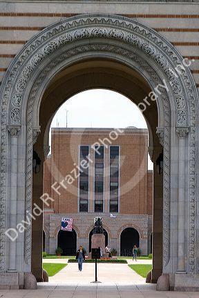 Large archway on the campus of William Marsh Rice University in Houston, Texas.