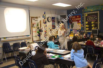Fourth grade classroom with teacher and students in Tampa, Florida.