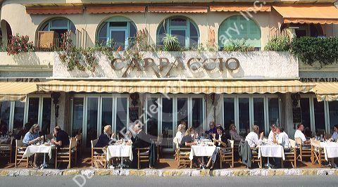 Carpaccio sidewalk cafe in Ville Franche, France.