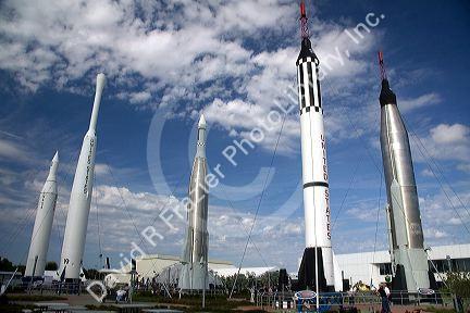 Rocket Garden at the Kennedy Space Center Visitor Complex in Cape Canaveral, Florida.