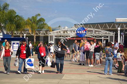 Visitors at the Kennedy Space Center Visitor Complex in Cape Canaveral, Florida.