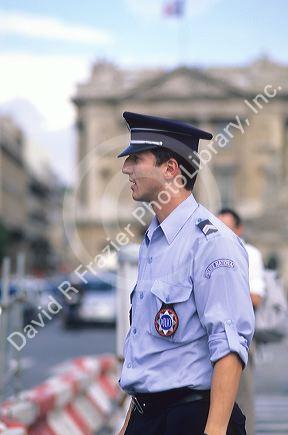 French national police officer in Paris, France.