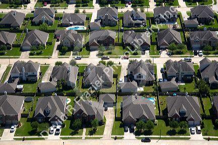 Aerial view of a suburban subdivision near Houston, Texas.